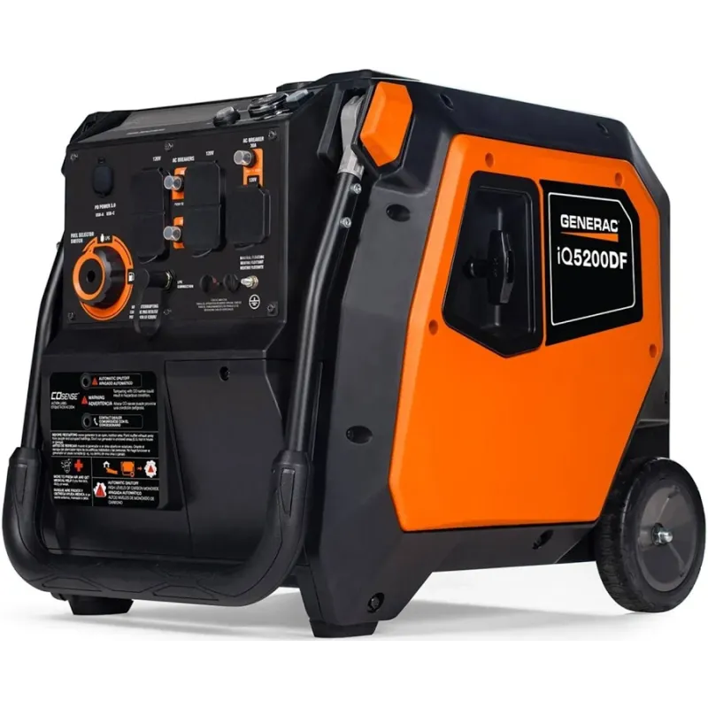 Generac IQ5200DF 5200W Dual Fuel Portable Inverter Generator with COsense